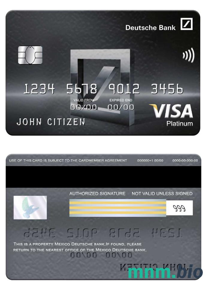 Mexico Deutsche bank visa platyna karta przykład w formacie PSD